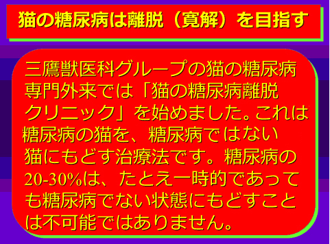 猫の糖尿病は離脱(寛解)を目指す